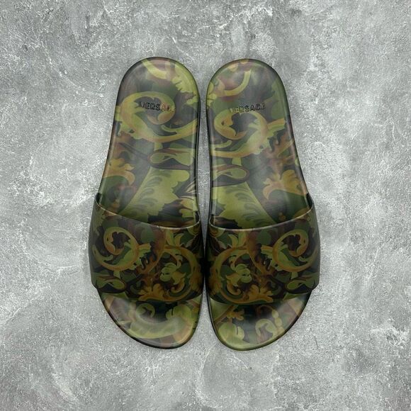 NWT Versace Slide 'Baroccoflage Print Slides Men’s Camouflage size 40 - Picture 6 of 15